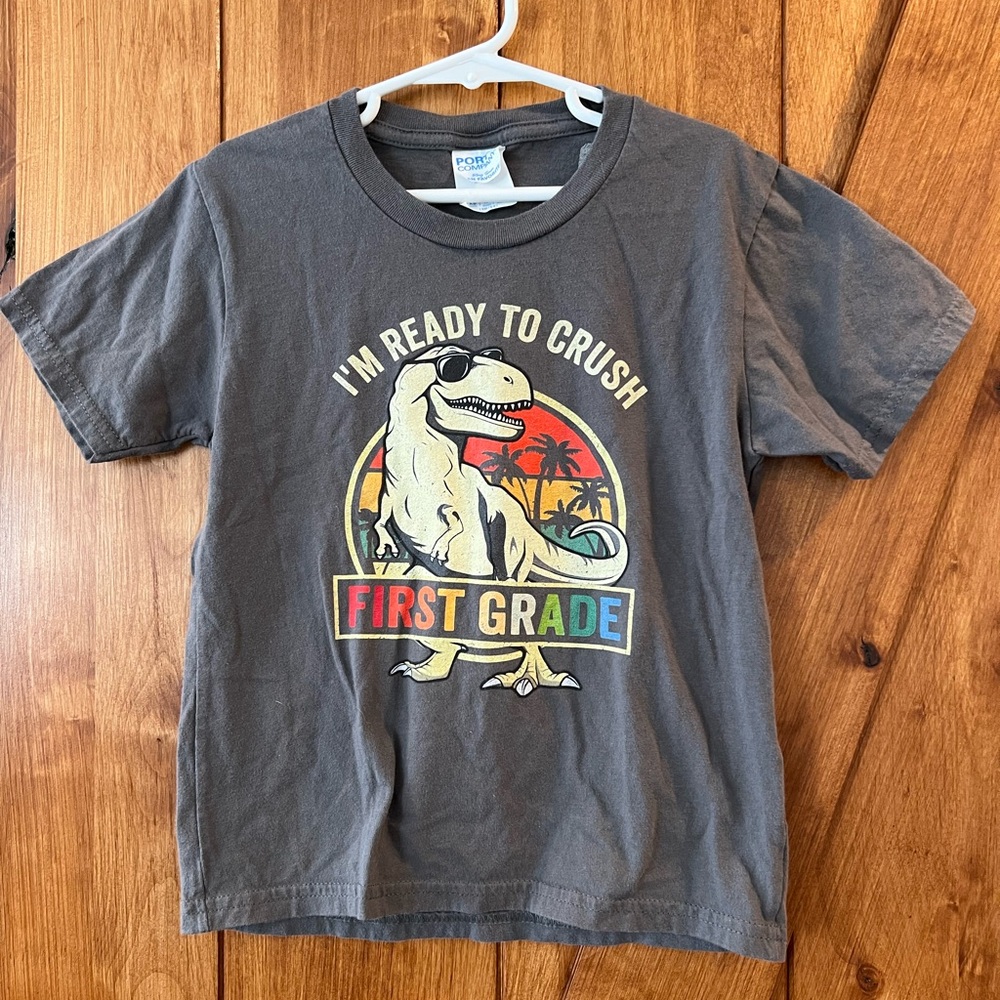 Gray Dinosaur Graphic Kids T-Shirt